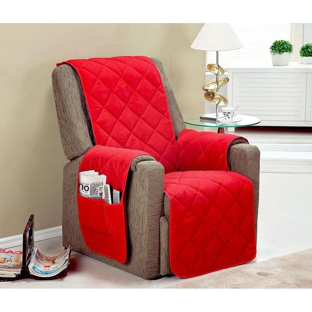 Capa para Poltrona Casa Dona Papai Class de 1 Lugar Vermelho com Porta Objetos