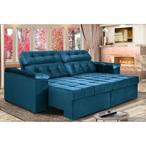 Sofá New Itália 2,52m Retrátil e Reclinável Tecido Suede - Cama InBox