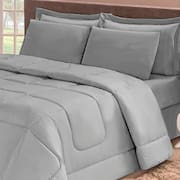Kit 6 pças Jogo de Cama Afável Microfibra Casa Dona Cinza