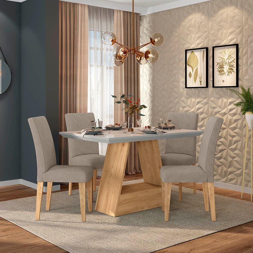 Conjunto Sala De Jantar C/ Vidro 4 Cadeiras - Moveis Arapongas
