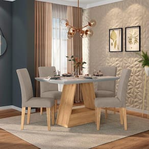 Conjunto Sala De Jantar C/ Vidro 4 Cadeiras - Moveis Arapongas
