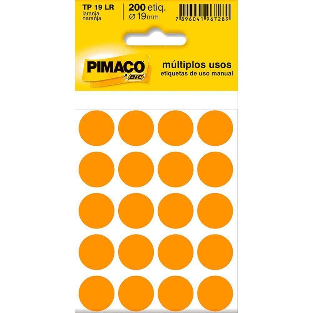 Etiqueta Multiuso Ø 19 Mm 10 Folhas Tp19 Laranja Pimaco