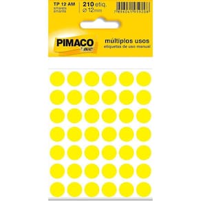 Etiqueta Multiuso Ø 12 Mm 5 Folhas Tp12 Amarelo Pimaco