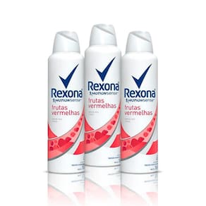 Kit Desodorante Feminino Rexona Frutas Vermelhas Aerosol 150ml 3 Unidades