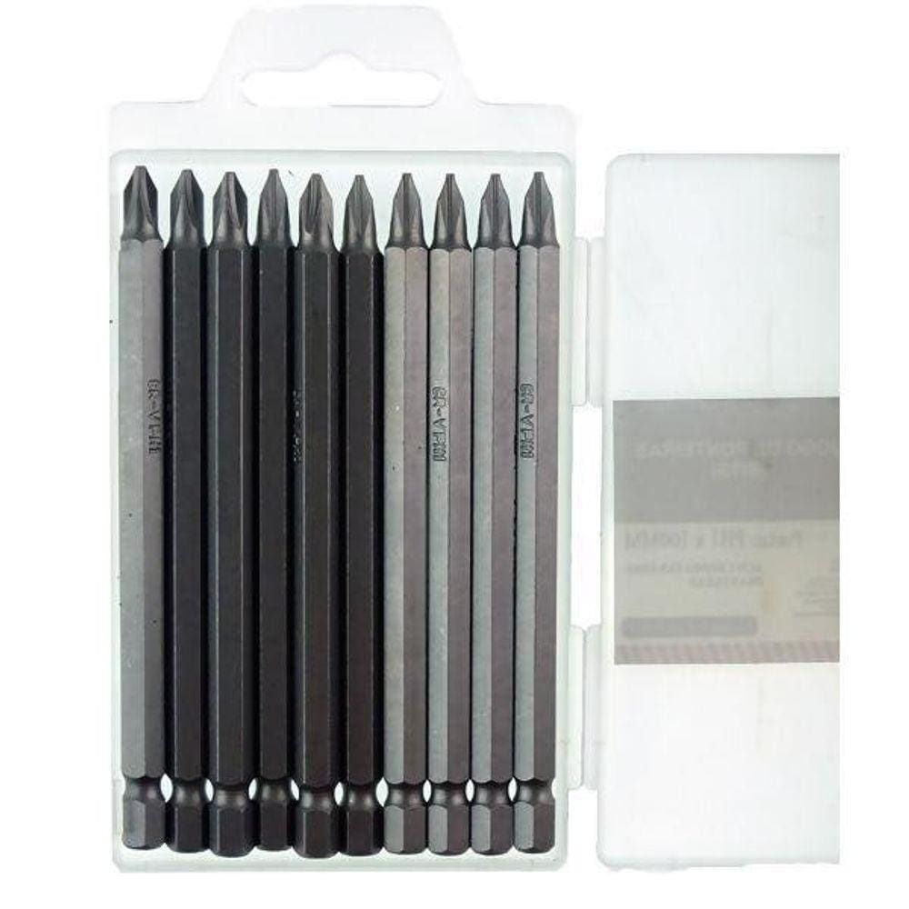 Jogo 10 Bits Ponta Phillips 1 Parafusadeira 100Mm Starfer