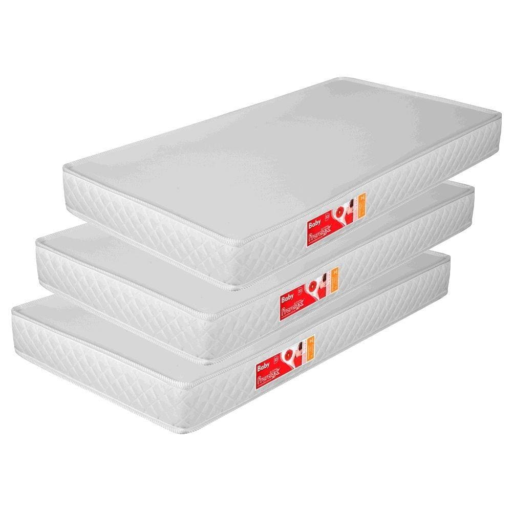 Kit 3 Colchões Liso Para Berço 130x60x10 cm D18 Branco - Prorelax