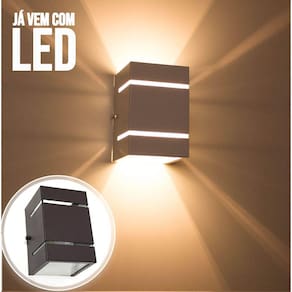 Arandela  Marrom + LED 5W 3000K luminária Externa Parede Muro 2 Focos Frisos Fachos St327