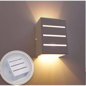 Arandela Frisada 2 focos grande e27 + lâmpada led 12w 6000k - luminaria branca luz branco frio st298