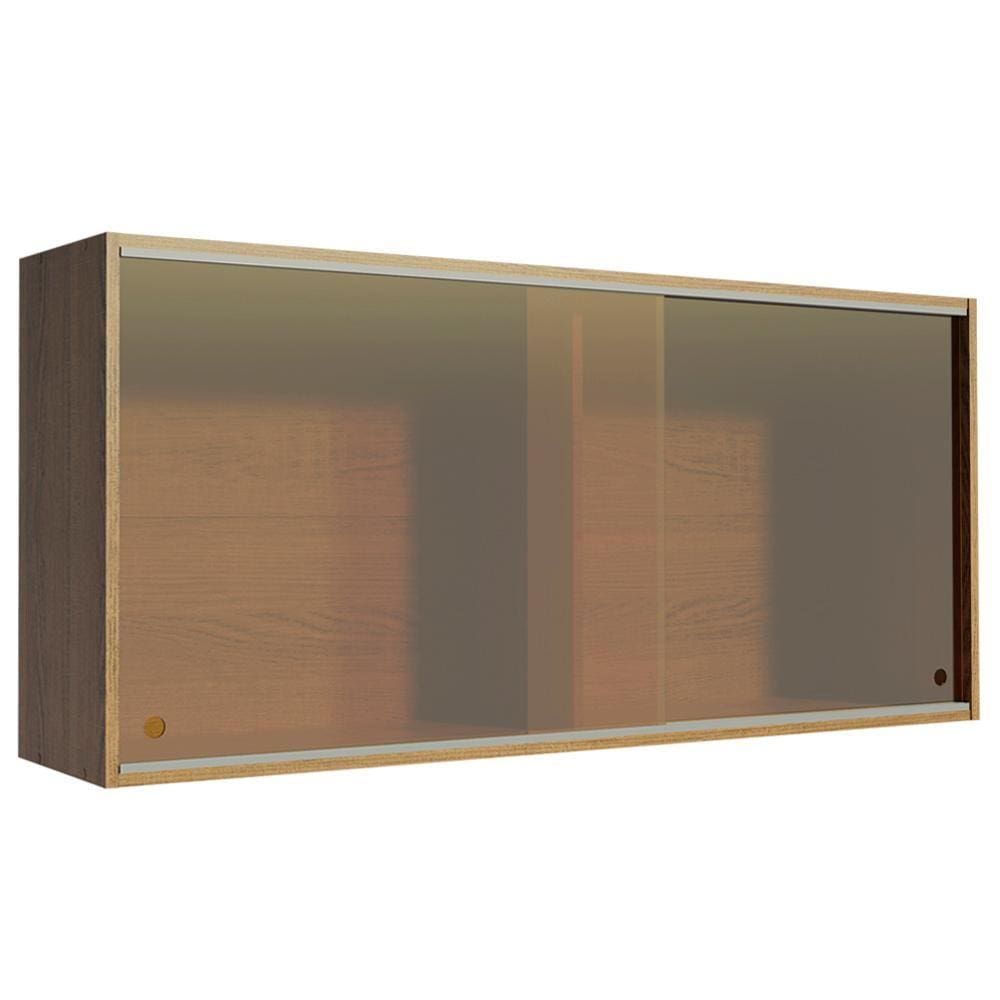 Armário Aéreo Madesa Emilly 2 Portas de Correr de Vidro Reflex - Rustic
