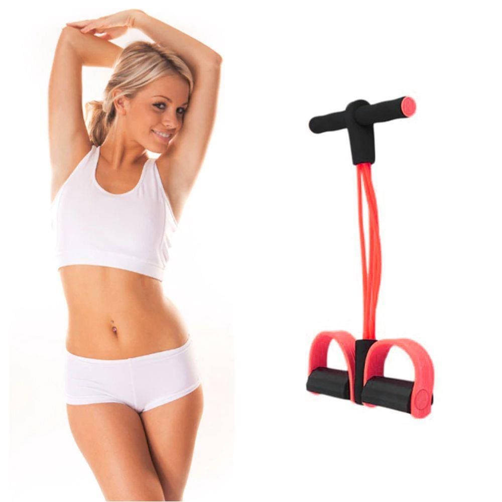 Extensor Ginastica Para Exercicio Fisico resistência Academia Elastico 4 tubos Rosa