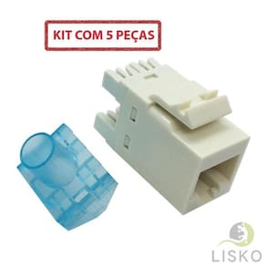 Kit C/ 5 Conector Fêmea Rj45 Keystone Cat6