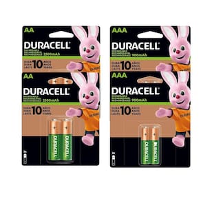 Kit com 2 Pilhas Duracell Alcalina Palito AAA +2 AA Recarregável 2 Unidades cada