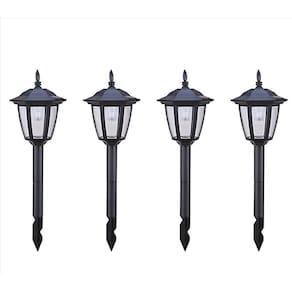 Kit com 4 Estacas Solares para Jardim 35cm Led Preto Just Home Collection