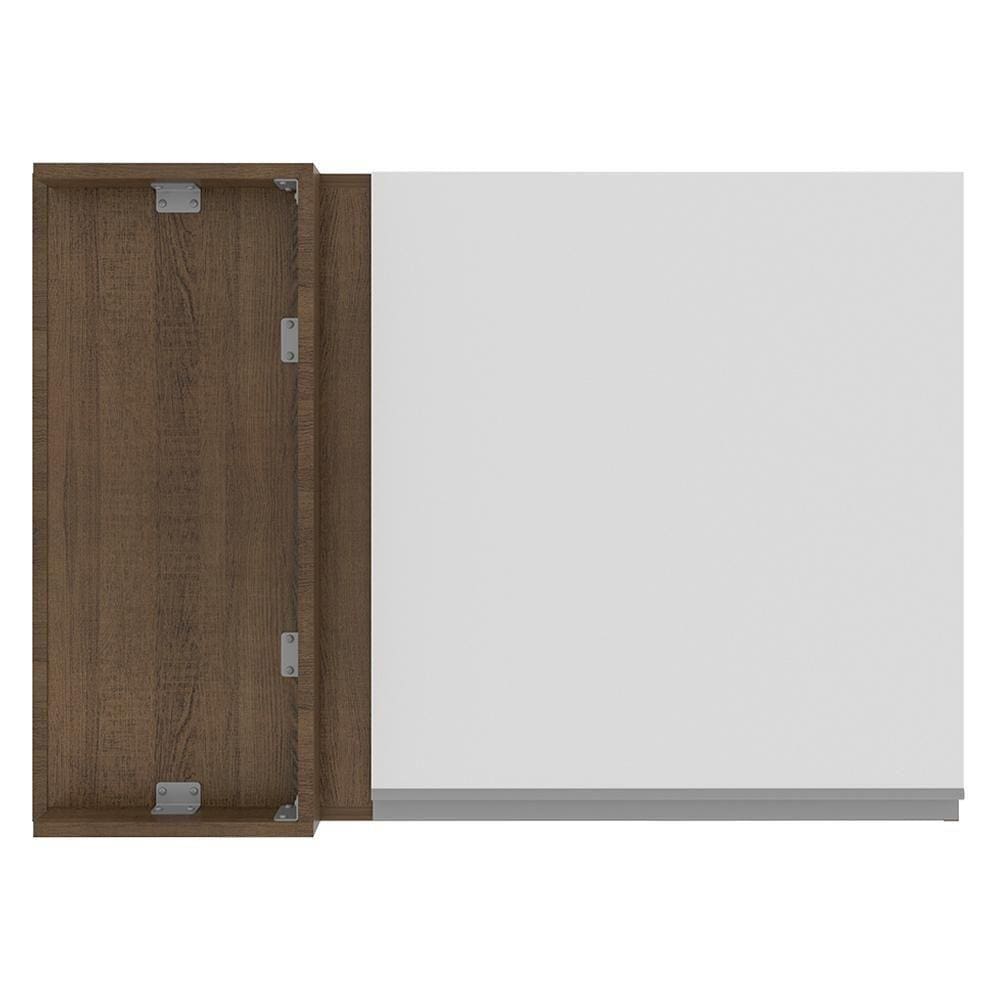 Armário Aéreo de Canto Glamy 1 Porta Rustic e Branco Madesa