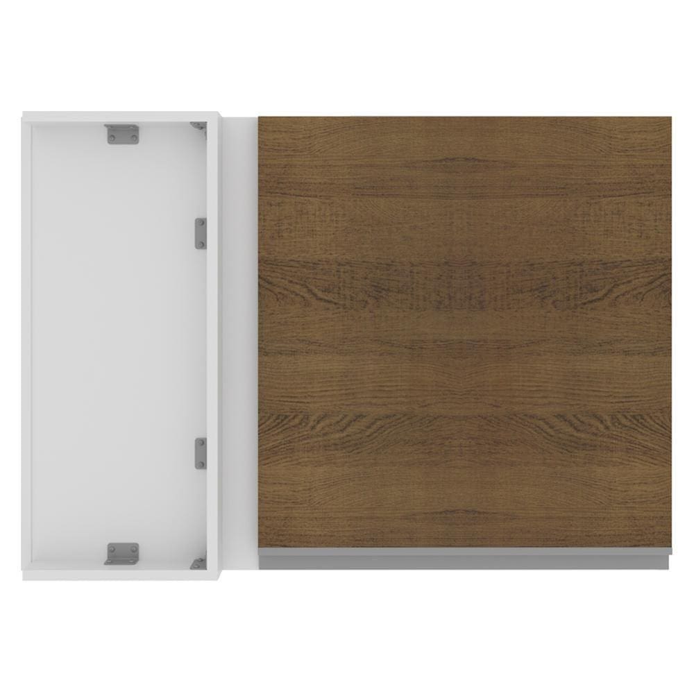 Armário Aéreo de Canto Acordes Glamy 100% MDF 1 Porta Branco/Rustic Madesa