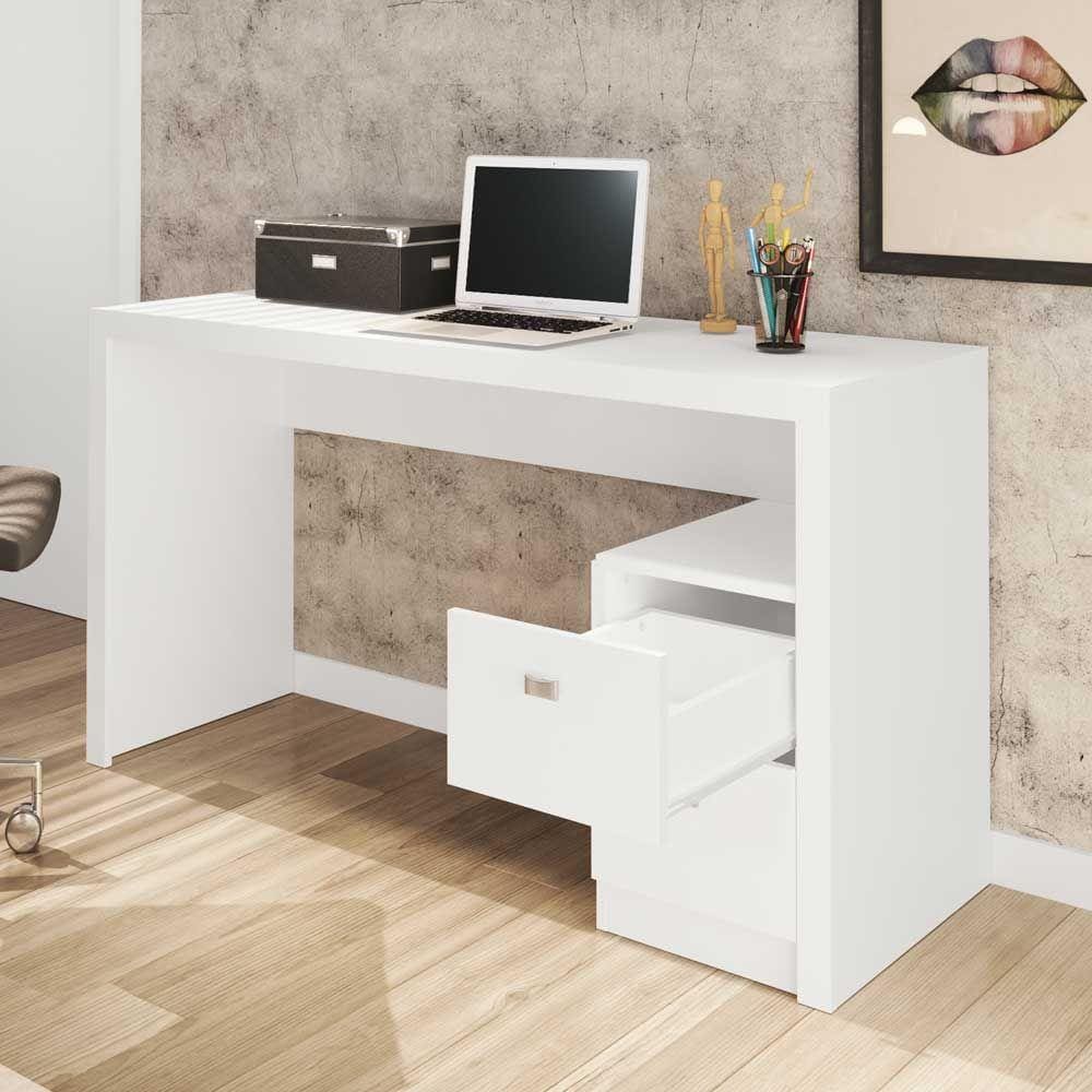 Mesa Para Escritório 2 Gavetas Me4130 Branco - Tecno Mobili