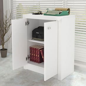 Armário Para Escritório Baixo 2 Portas Me4103 Branco - Tecno Mobili