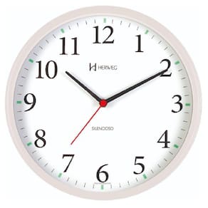 Relógio De Parede Silencioso Redondo Branco 26 Cm Herweg