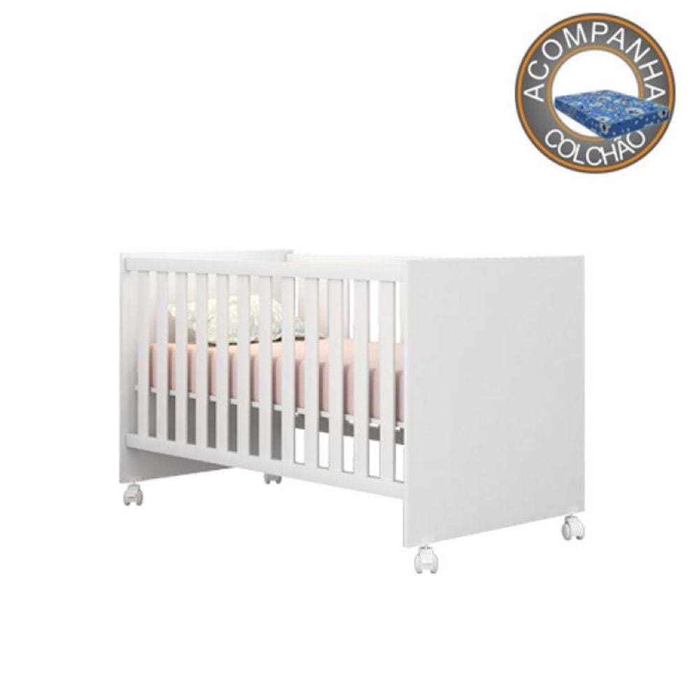 Berço 2 em 1 Americano Com Rodízios Linha Doce Sonho Com Colchão 130x70 cm Baby Physical Qmovi Ortobom
