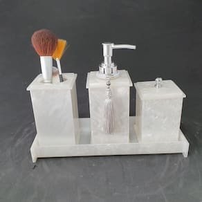 Kit Potes Em Acrílico Para Banheiro 4 Pçs Luxo K15pe5 Pérola