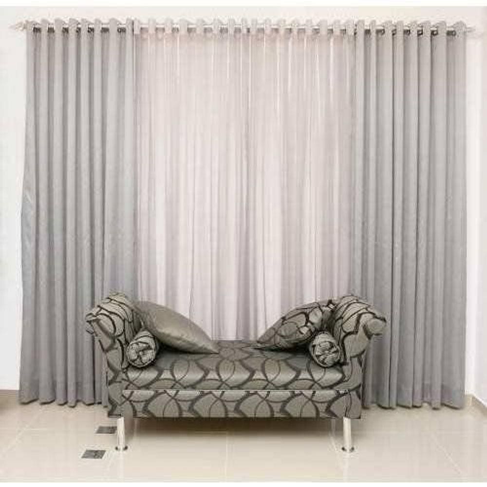 Cortina Para Sala 4,00x2,50 Bicolor Oxford Cinza E Branca Admirare