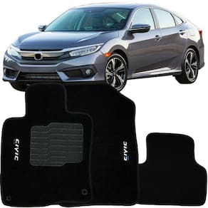 Jogo de Tapete Automotivo Carpete New Civic 2017 à 2018 Soft Logo Bordado 3 Peças