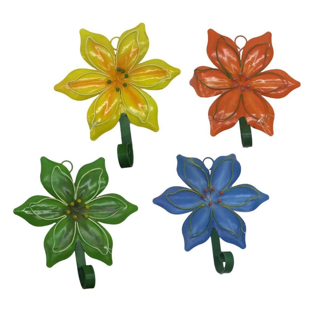Gancho Metal Forma Flor Para Chapeu Bolsa Bone Enfeite Pendura Sortido Flor Com 4 (SY4088)