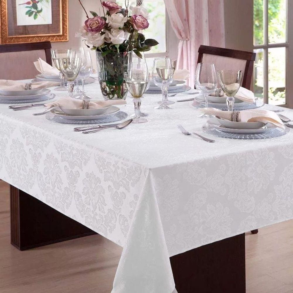 Toalha de Mesa Quadrada Jacquard 8 Lugares