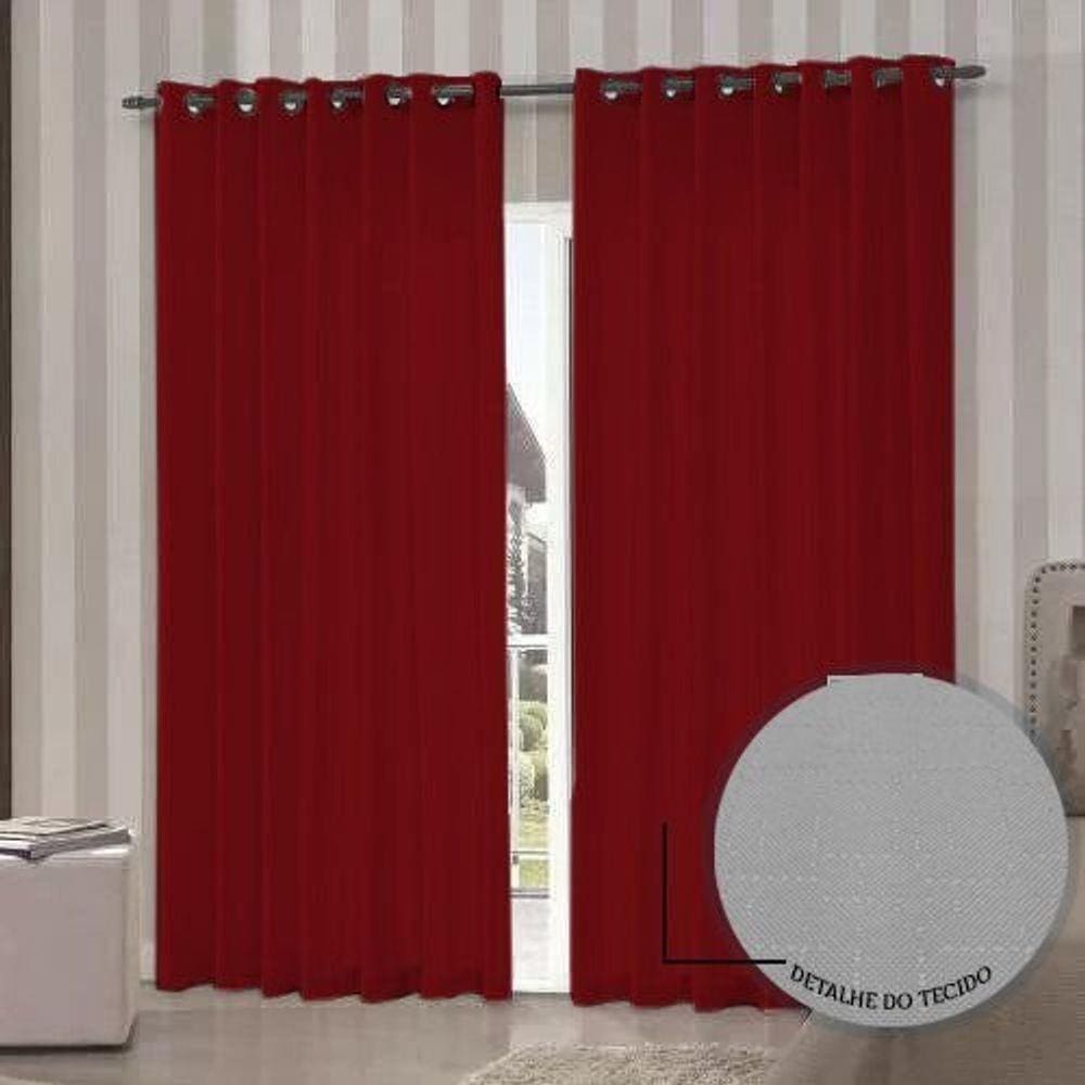 Cortina Para Sala Delicata 4,00x 2,50 - Vermelho