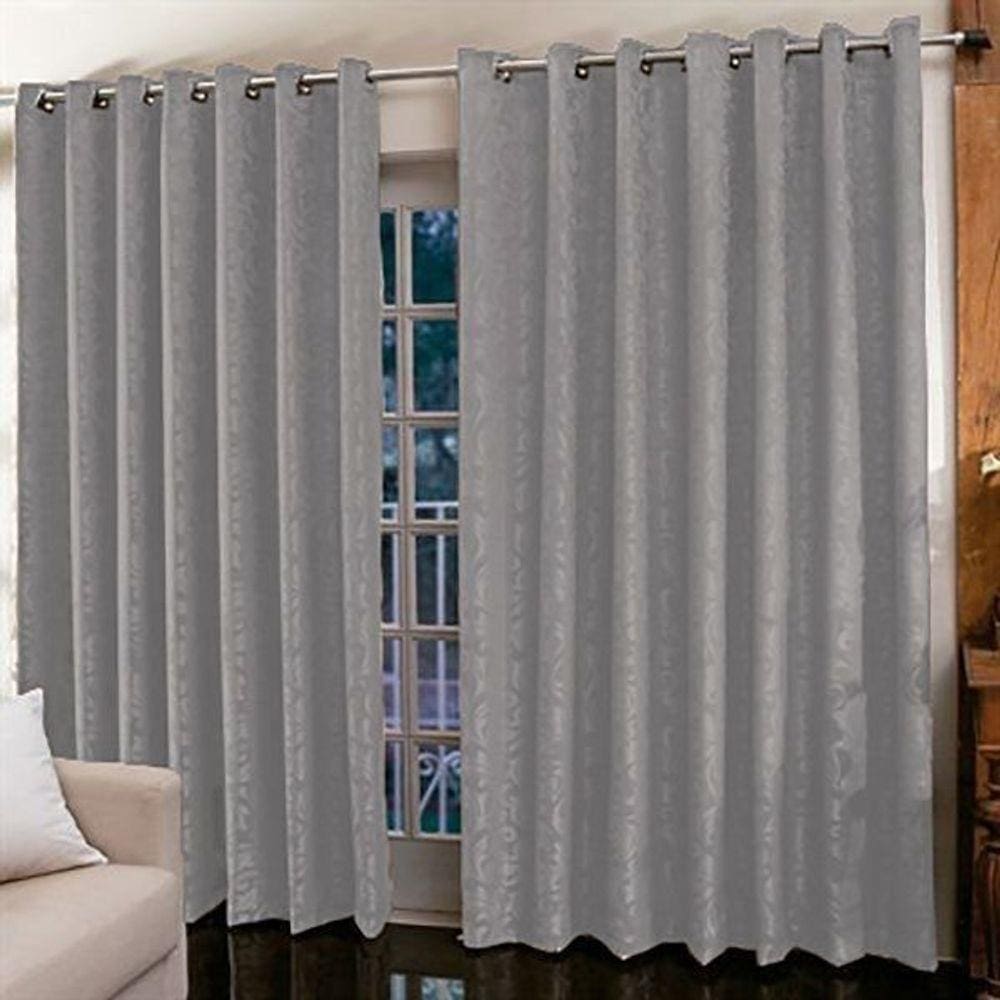 Cortina Jacquard 3,00 x 2,30 para sala/quarto - Cinza claro