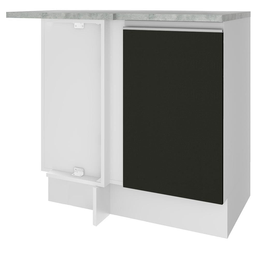 Balcão de Canto Madesa Glamy 1 Porta - Branco/Preto
