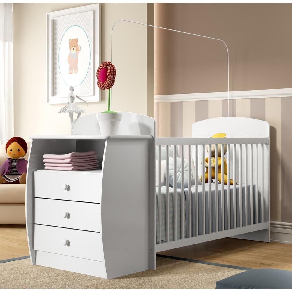 Berço Multimóveis Rafael com Gavetas Branco para colchão 130x60 REF. 0516