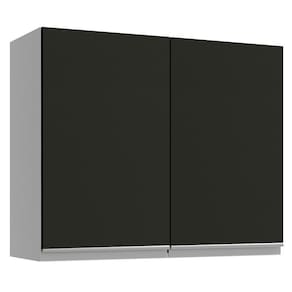 Armário Aéreo Madesa Glamy 80 cm 2 Portas - Branco/Preto