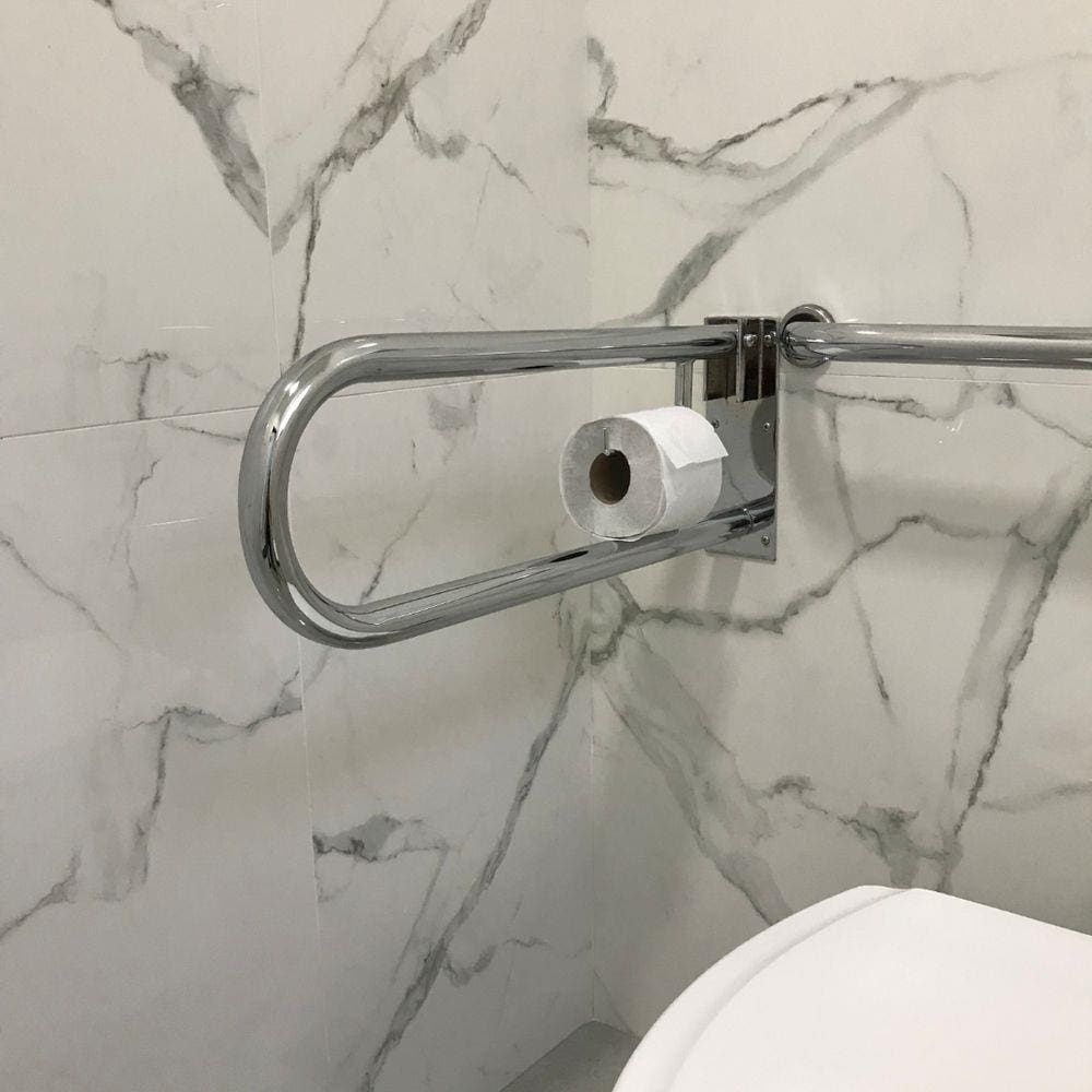 Barra de Apoio Para Sanitário Articulada Com Papeleira