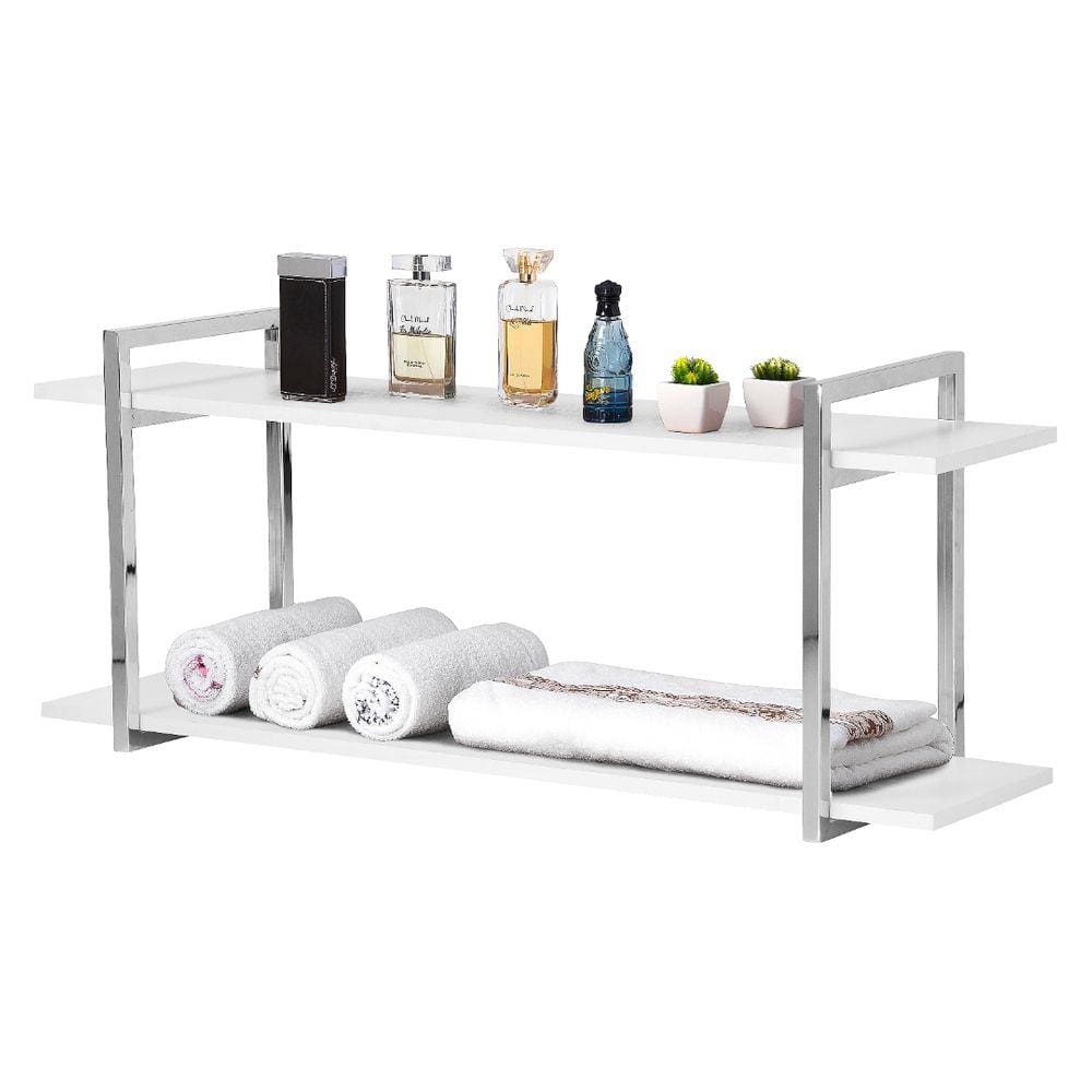 Nicho Banheiro Cromado Com Prateleiras Branco 60cm