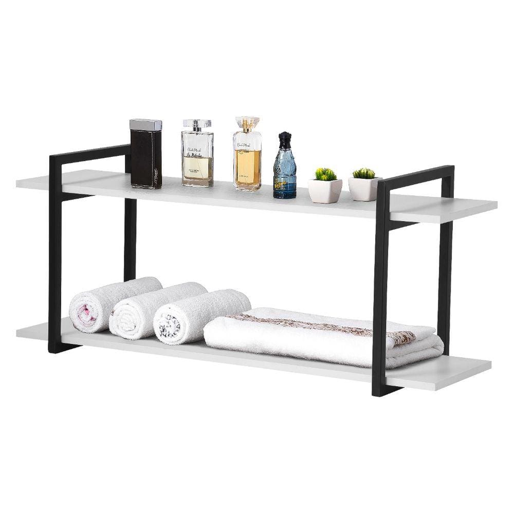 Nicho Banheiro Preto Com Prateleiras Branco 120cm