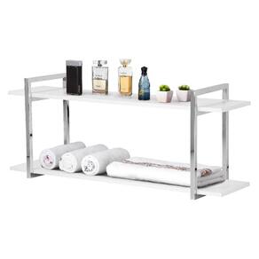 Nicho Banheiro Cromado Com Prateleiras Branco 120cm