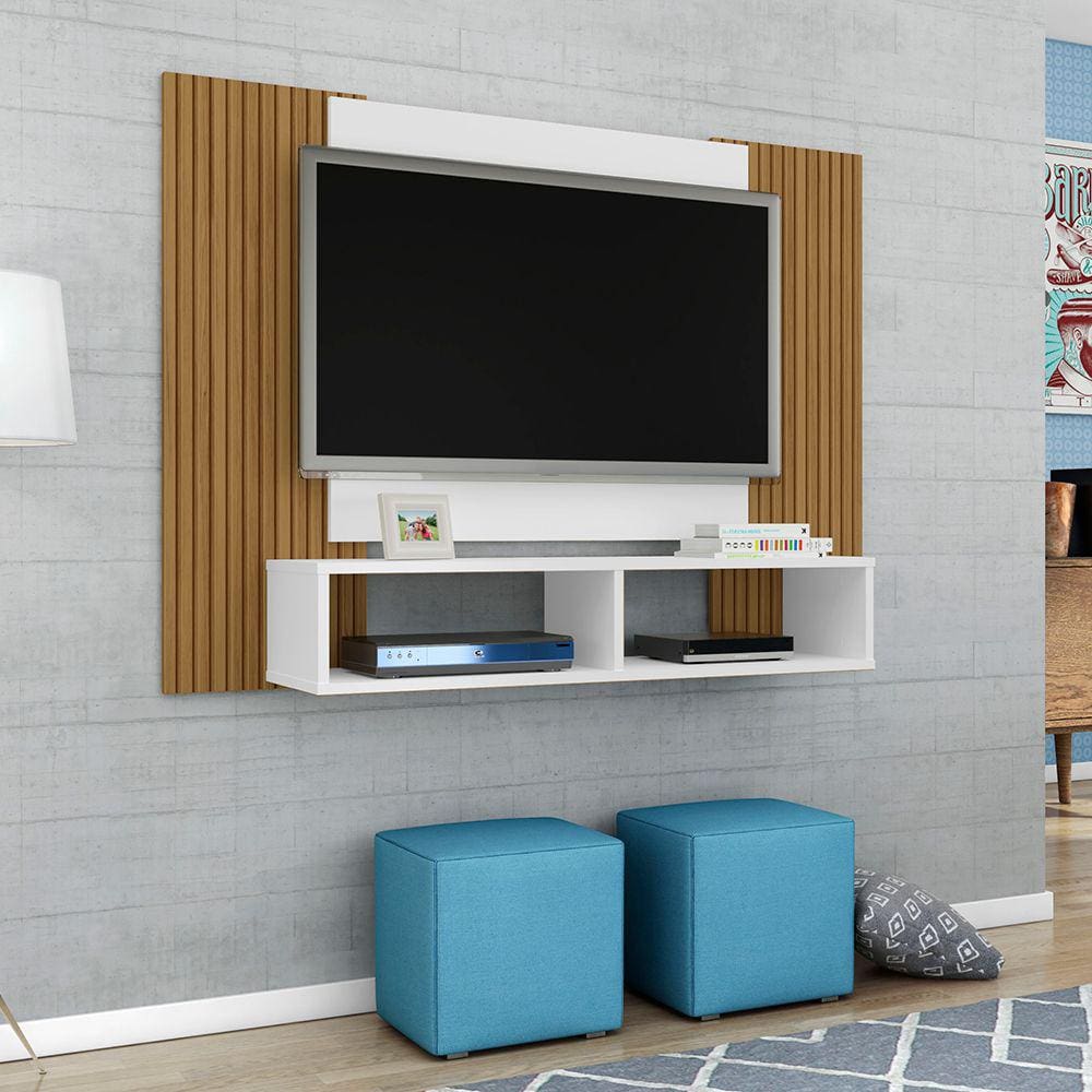 Painel Navi para Tv até 42 polegadas Branco com Cinamomo Ripado