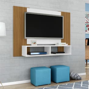 Painel Navi para Tv até 42 polegadas Branco com Cinamomo Ripado