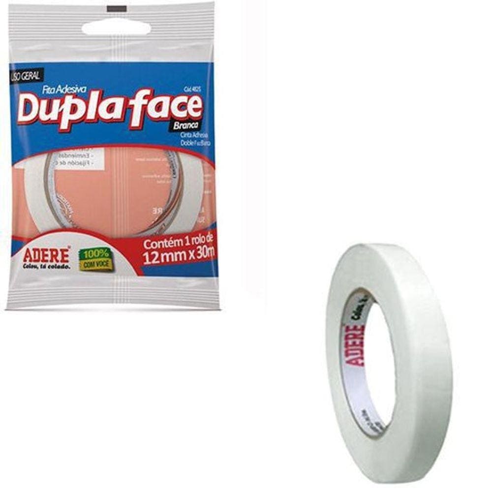 Fita Adesiva Dupla Face Branca 12Mmx30M