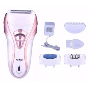Depilador Recarregável Elétrico Feminino Lixa Pé Kemei Bivol 3 x 1 FULL