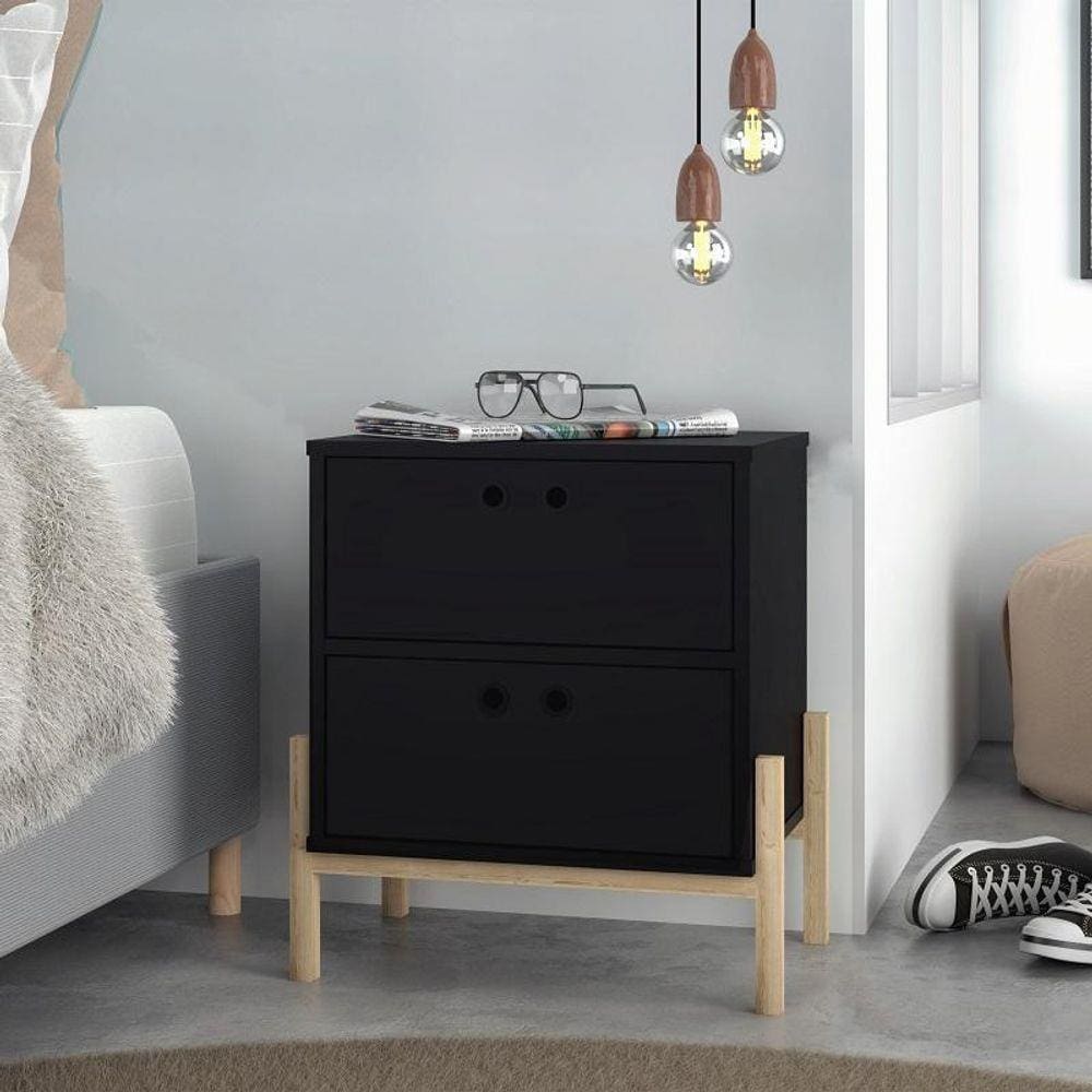 Mesa de Cabeceira  Preto Pinus