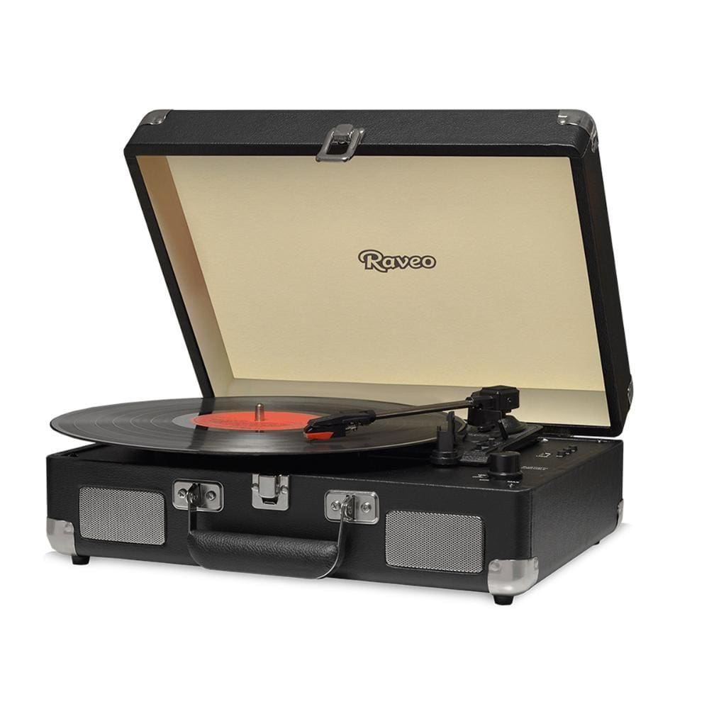 Vitrola Raveo Sonetto Chrome Preto Toca Discos Bluetooth USB que reproduz e grava Bivolt