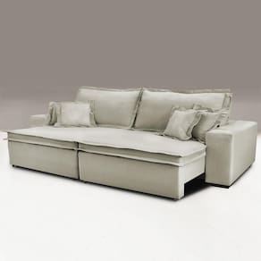 Sofa Retrátil e Reclinável com Molas Cama inBox Premium 2,72m tecido em linho Bege Escuro