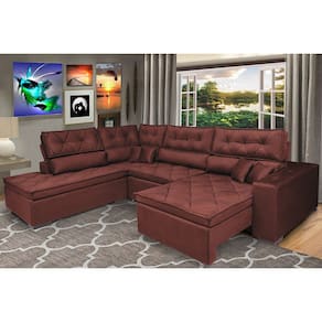 Sofa de Canto Retrátil e Reclinável com Molas Platinum Esquerdo 3,40x2,36 Suede