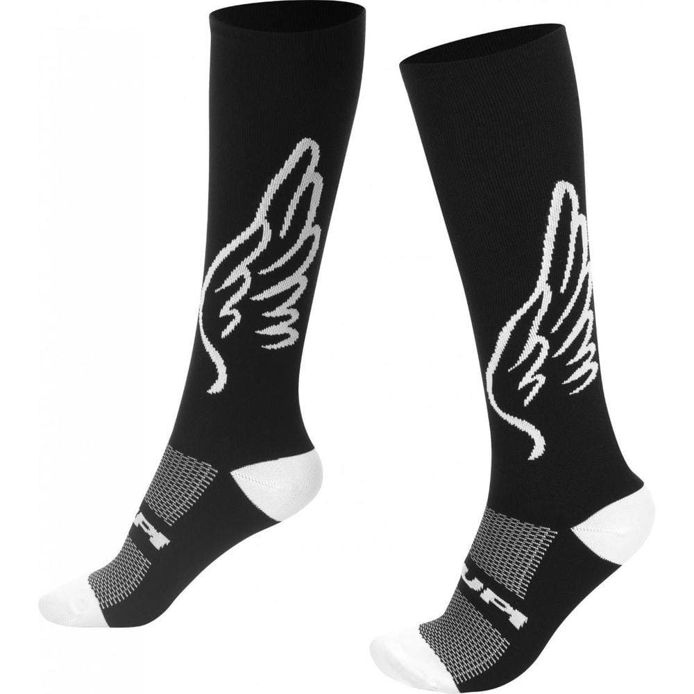 Meia para Corrida HUPI Cano Longo Semi Compressiva Asas Preto