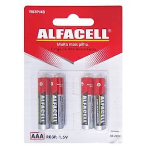 Pilha Aaa Palito 1,5V Com 4 Unidades Na Cartela