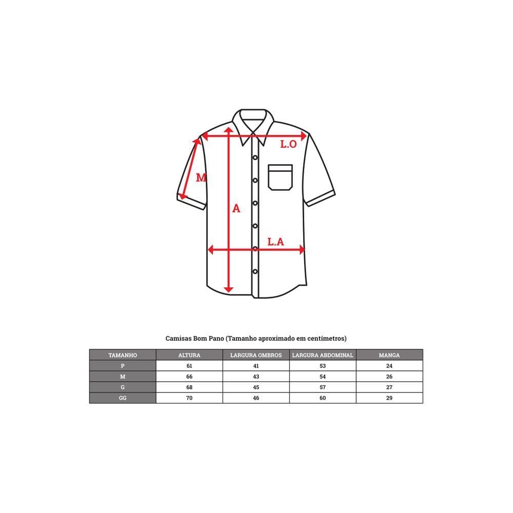 Camisa Social Manga Curta 100% Microfibra Masculina