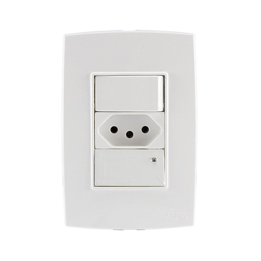 Conjunto Interruptor c/ Tomada 10A  Guia No Escuro Force Line