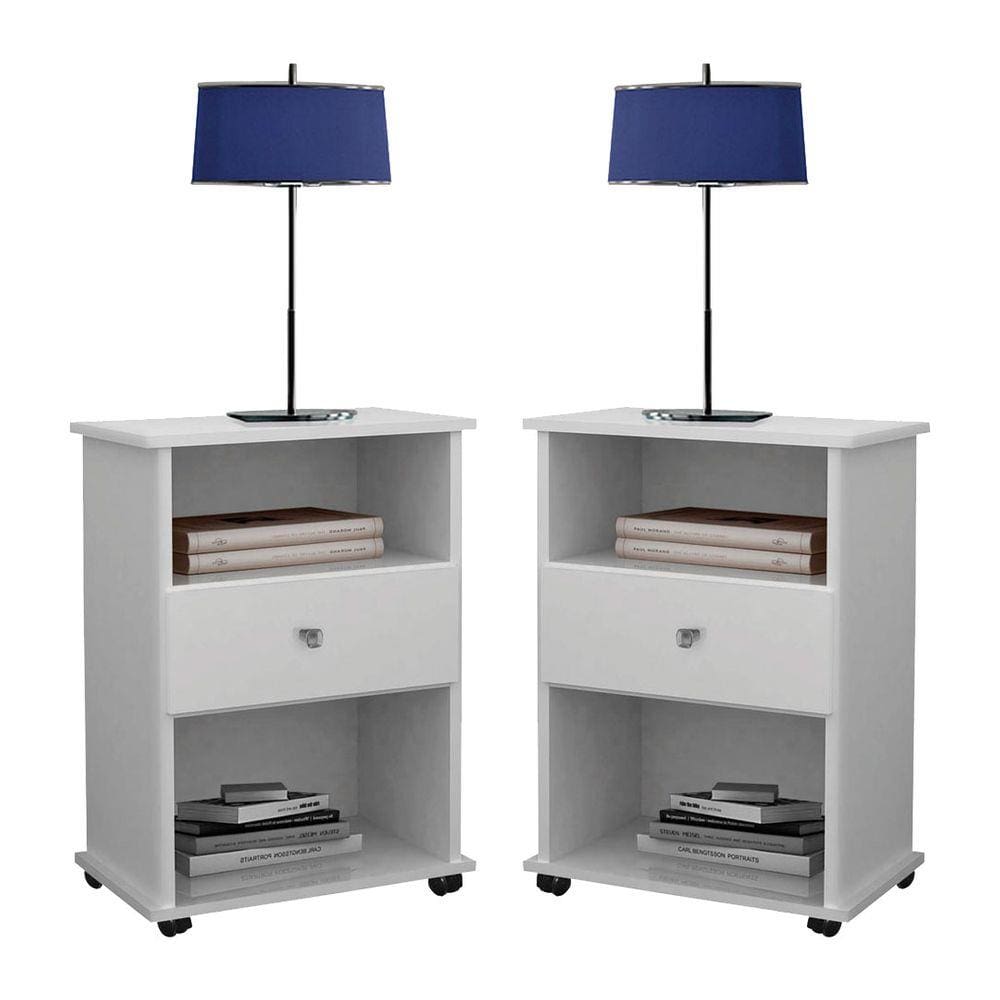 Conjunto 2 Mesa de Cabeceira Quarto Otto 1 Gaveta